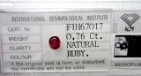(bild för) Bra Pris Certifierad Obehandlad Ytterst Sällsynt Intensiv Röd Rubin 0,76 carat Oval Slipad Topp Kvalitet & Färg Köp Nu