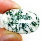 (bild för) Bra Pris Mycket Vacker Vit Moss Agat 37,64 carat Oval Cabochon Slipning Väldigt Fin Färg & Kvalitet från Brasilien Köp Nu!
