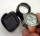 Hexagon Krom pläterad Lupp 10X 20,5 mm Gummiklädd Lins + Läderfodral