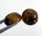 (bild för) Bra Pris Parti 2 st Mycket Fin Tigeröga 6,56 carat Rund Cabochon Bra Kvalite & Färg Mönster från Indien Köp Nu!