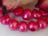(bild för) Rödrosa Sötvattenspärlor Nugget 6-7 mm 37-39 cm/str.