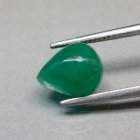 Good Quality Top Green Zambian Emerald 1,00 Ct Pear Cabochon Slipning