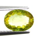 (bild för) Bra Pris Mycket Vacker Neon Gulgrön Sphene (Titianit) 1,27 carat Oval Slipad Mycket Fin Kvalitet & Lyster från Madagaskar Köp Nu!