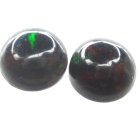 (bild för) Bra Pris Parti 2 st Topp Lyster Svart Opal 0,70 carat Rund Cabochon Mycket Bra Kvalitet & Fina Färger från Etiopien Köp Nu! 