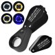 (image for) Great Price! Top Notch Larger Black Gemological Loupe with Triplet Lens 20X Magnification and 22 mm Diameter With 4-Light Illumination and USB Rechargeable Perfect for Gemstone Enthusiasts