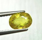 (bild för) Bra Pris FIn Lyster Gulgrön Sphene (Titianit) 1,16 carat Oval Slipad Mycket Fin Kvalitet från Madagaskar Köp Nu!