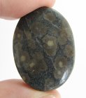 (image for) Good Price Big Interesting Mixed Gemstone Mica in Scapolite 46,89 carat Oval Cabochon Cut from Brazil Purchase Now!