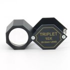 (bild för) Bra Pris! Hopfällbar Hög Kvalitativ Gemmologisk Lupp med Triplett-lins 10X förstoring och 20,5 mm diameter Mycket Snygg Svart Hexagonal Modell Perfekt till Ädelstenssamlare Köp Nu!