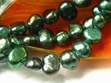 (bild för) Tealgrön Sötvattenspärlor Nugget 3-4 mm 37-39 cm/str.