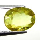 (bild för) Bra Pris Mycket Vacker Neon Gulgrön Sphene (Titianit) 1,24 carat Oval Slipad Mycket Fin Kvalitet & Lyster från Madagaskar Köp Nu!