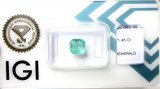 Bra Pris Certifierad Sällsynt Vacker Blåaktigt Grön Smaragd 1,46 carat Oktagon Slipning Mycket Fin Kvalitet från Zambia Köp Nu!