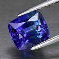Good Price Certified Very Nice Top Vivid Violet Blue Tanzanite 3,86 carat Cushion Topp Luster&Quality fr Tanzania Purchase Now!