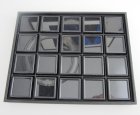 (bild för) Bra Pris Etui låda för ädelstenssamlingen öppen svart ram, inklusive 20 st 40x40 mm svart plast box med glaslock. Storlek på lådan är 240x190 mm Köp Nu!