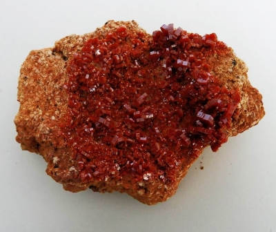 Bra Pris Mycket Vacker Vanadinit 391 gram Naturliga Kristaller på Matrix Sällsynt Mineral från Mibladen Marocko Köp Nu!