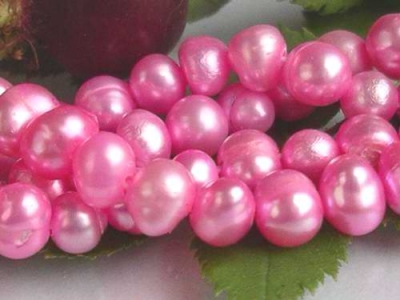 Rose Rosa Sötvattenspärlor Potatis 3-4 mm 37-39cm/str.