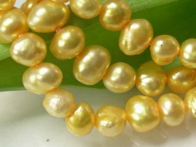 Gula Sötvattenspärlor Nugget 3-4 mm 37-39 cm/str.