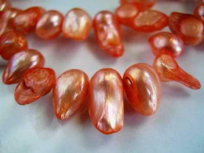 Skarp Orange Sötvattenspärlor Blister 13-17mm 37-39cm/str.
