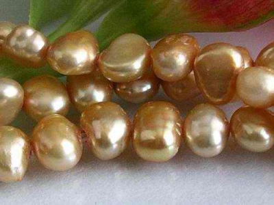 Gula Sötvattenspärlor Nugget 3-4 mm 37-39 cm/str.