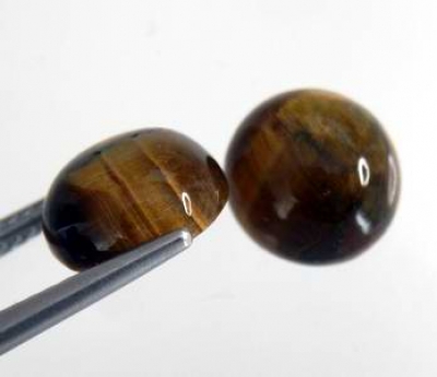 Bra Pris Parti 2 st Mycket Fin Tigeröga 6,56 carat Rund Cabochon Bra Kvalite & Färg Mönster från Indien Köp Nu!