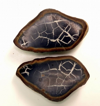 Bra Pris Mycket vackert Naturligt Konstverk Fossil 2 st/1 par Septarian Nodul 166 gram Sågad Polerade Halvor Intressant Spännande Samlar Objekt från Marocko Köp Nu!