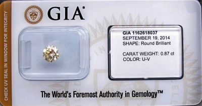 Exempel - Cert.GIA Fancy Ljus Gul Diamant 0,87 carat Brilliant Slipning Transparent - Går ej köpa