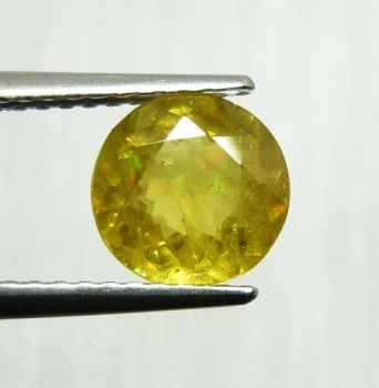 Bra Pris Topp Lyster Gulgrön Sphene (Titianit) 1,10 carat Rund Slipad Mycket Fin Kvalitet från Madagaskar Köp Nu!