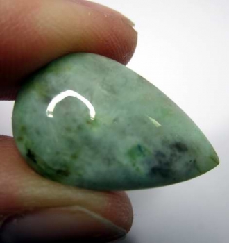 Bra Pris Sällsynt Gem Silica 15,32 carat Dropp Cabochon Fint Färg Mönster från Indien Köp Nu!