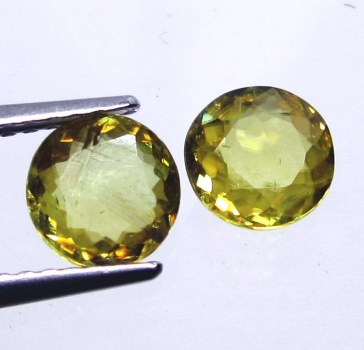 Bra Pris Parti 2 st Lystrande Gulgrön Sphene (Titianit) 0,97 carat Rund Slipad Mycket Fin Kvalitet från Madagaskar Köp Nu!