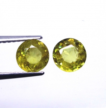 Bra Pris Parti 2 st Lystrande Gulgrön Sphene (Titianit) 1,14 carat Rund Slipad Mycket Fin Kvalitet från Madagaskar Köp Nu!