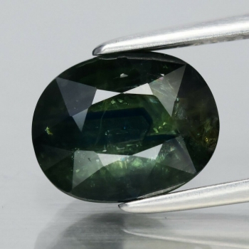 Bra Pris Stor Fin Kvalitet Mörk Blåaktigt Grön Safir 3,53 carat Oval Slipning från Bangkaja Thailand Köp Nu!