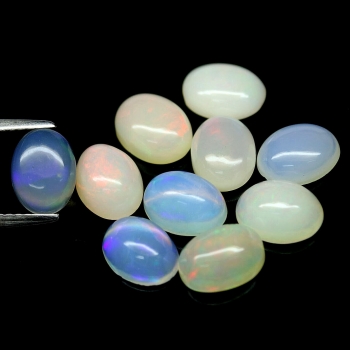Bra Pris Parti 10 st Topp Lyster Etiopisk Opal 8,26 carat Oval Cabochon Slipning Mycket Fin Kvalitet Köp Nu!