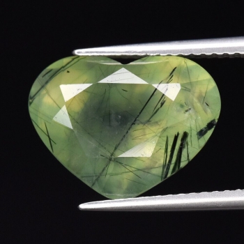 Bra Pris Mycket Intressant Sällsynt Rutil Prehnit 8,96 carat Hjärt Fasett Slipning Härlig Färg från Afrika Köp Nu!