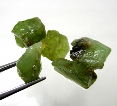 Parti 5 st Bra Pris Rå Oslipad Fin Oliv Grön Peridot 28,67 carat Naturlig Kristall Transparent-Translucent från Pakistan Köp Nu!