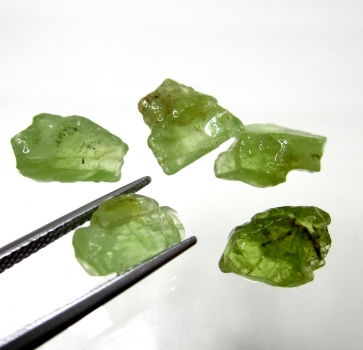 Parti 5 st Bra Pris Rå Oslipad Fin Oliv Grön Peridot 13,94 carat Naturlig Kristall Transparent-Translucent från Pakistan Köp Nu!
