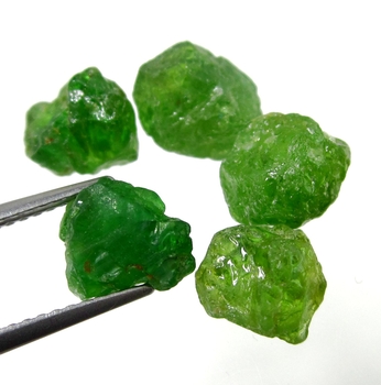 Bra Pris Parti 5 st Mycket Sällsynt Intensiv Grön Tsavorit Granat 14,84 carat Naturlig Kristall Topp Kvalitet från Tanzania Köp Nu!