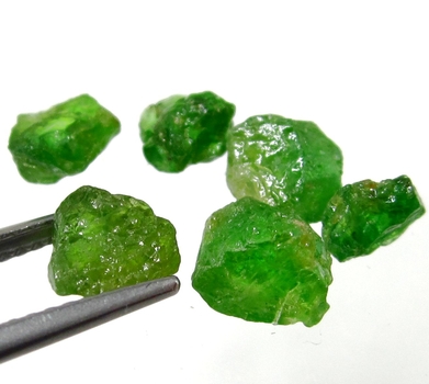 Bra Pris Parti 6 st Mycket Sällsynt Intensiv Grön Tsavorit Granat 5,76 carat Naturlig Kristall Topp Kvalitet från Tanzania Köp Nu!