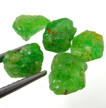 Bra Pris Parti 5 st Mycket Sällsynt Intensiv Grön Tsavorit Granat 9,58 carat Naturlig Kristall Topp Kvalitet från Tanzania Köp Nu!