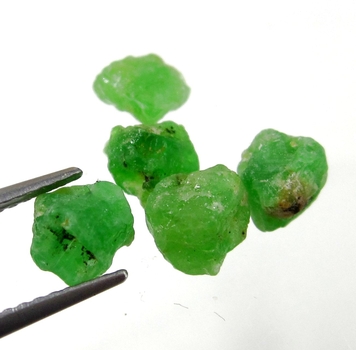 Bra Pris Parti 5 st Mycket Sällsynt Intensiv Grön Tsavorit Granat 5,63 carat Naturlig Kristall Topp Kvalitet från Tanzania Köp Nu!