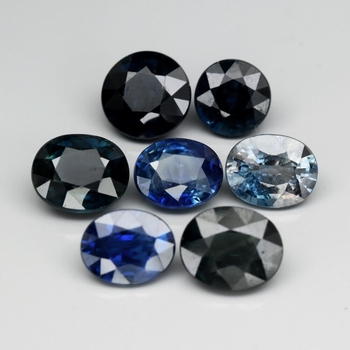 Bra Pris Parti 7 st Mycket Fin Intensiv Kungs Blå - Djup Grönaktigt Blå Safir 10,01 carat Oval&Rund Slipning Härlig Färg&Lyster från Madagaskar Köp Nu!