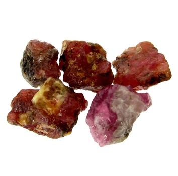 Bra Pris Parti 5 st Sällsynt Purpur Röd Rubin 16,67 carat Naturlig Kristall med Matrix Fin Kvalitet & Färg från Jagdlek Afganistan Köp Nu!