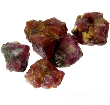 Bra Pris Parti 5 st Sällsynt Purpur Röd Rubin 18,85 carat Naturlig Kristall med Matrix Fin Kvalitet & Färg från Jagdlek Afganistan Köp Nu!