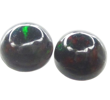 Bra Pris Parti 2 st Topp Lyster Svart Opal 0,70 carat Rund Cabochon Mycket Bra Kvalitet & Fina Färger från Etiopien Köp Nu! 