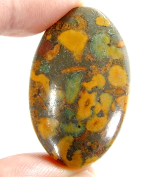 Bra Pris Vacker Mönstrad Frukt Jaspis 60,67 carat Oval Cabochon Slipad Mycket Bra Kvalitet & Färg från Indien Köp Nu!