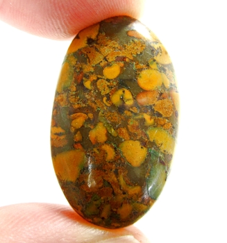 Bra Pris Vacker Mönstrad Frukt Jaspis 28,21 carat Oval Cabochon Slipad Mycket Bra Kvalitet & Färg från Indien Köp Nu!