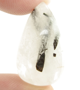 Bra Pris Mycket Fin Intressant Svart Rutil Kvarts 27,78 carat Dropp Cabochon Slipning Bra Kvalitet & Form från Madagaskar Köp Nu!