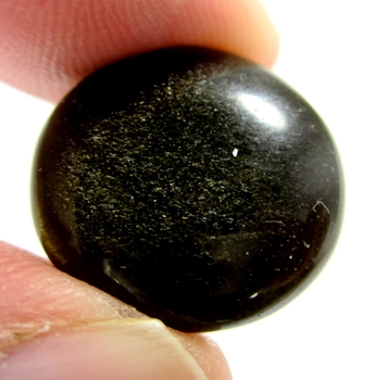 Bra Pris Naturlig Jämn Glansig Guld Skimmrande Svart Obsidian 13,42 carat Rund Cabochon Slipning Mycket Fin Lyster & Bra Kvalitet från Mexiko Köp Nu!