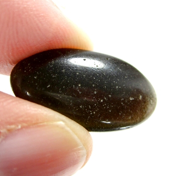 Bra Pris Naturlig Jämn Glansig Guld Skimmrande Svart Obsidian 12,24 carat Oval Cabochon Slipning Mycket Fin Lyster & Bra Kvalitet från Mexiko Köp Nu!