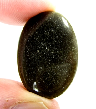 Bra Pris Naturlig Jämn Glansig Guld Skimmrande Svart Obsidian 28,89 carat Oval Cabochon Slipning Mycket Fin Lyster & Bra Kvalitet från Mexiko Köp Nu!