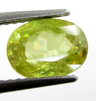Bra Pris Mycket Vacker Neon Gulgrön Sphene (Titianit) 1,67 carat Oval Slipad Mycket Fin Kvalitet & Lyster från Madagaskar Köp Nu!