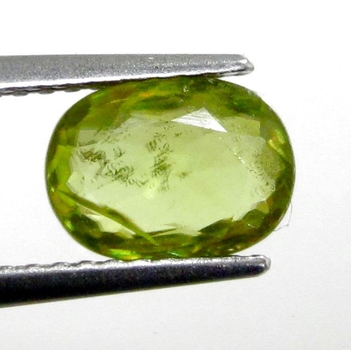 Bra Pris Mycket Vacker Neon Gulgrön Sphene (Titianit) 1,42 carat Oval Slipad Mycket Fin Kvalitet & Lyster från Madagaskar Köp Nu!